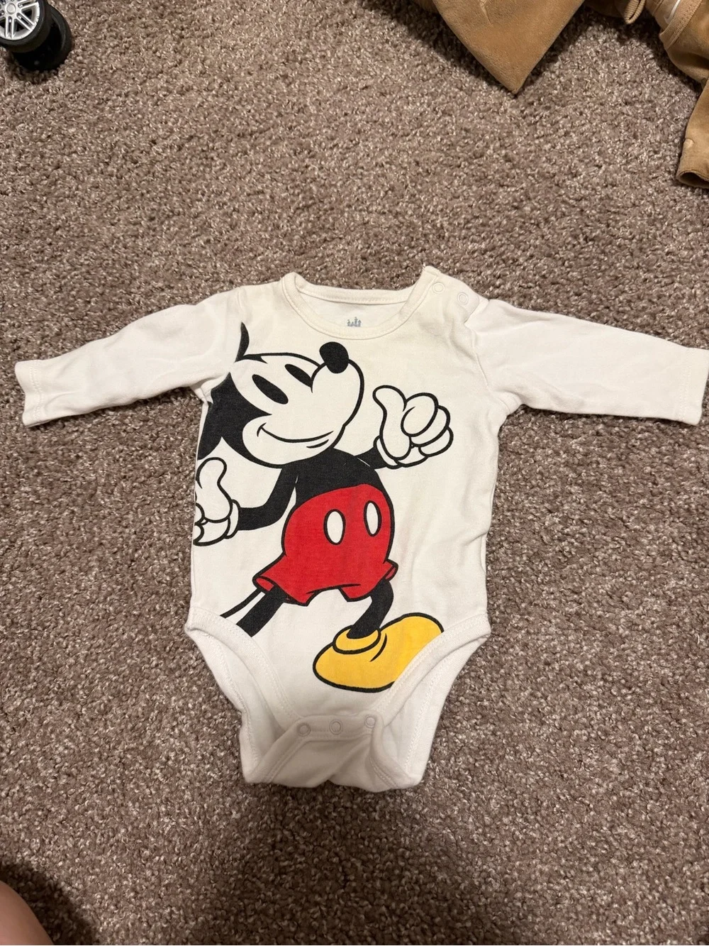 Mickey Mouse White Long-Sleeve Baby One-Piece